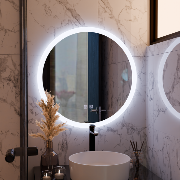 Oglinda LED Rotunda, 60cm, Noxia Touch, Sistem Dezaburire, Dimabila