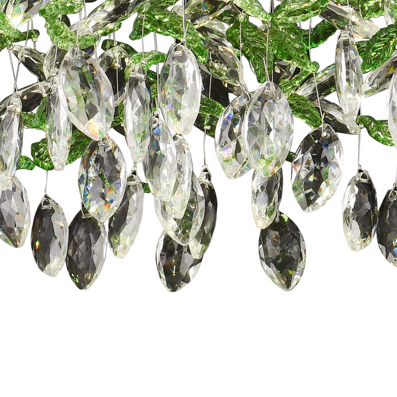 Candelabru LED Cristal LLC211/550GN Rotund, 30W, Lumina Rece/Calda/Neutra, Cristale Verzi, Crom Lucios