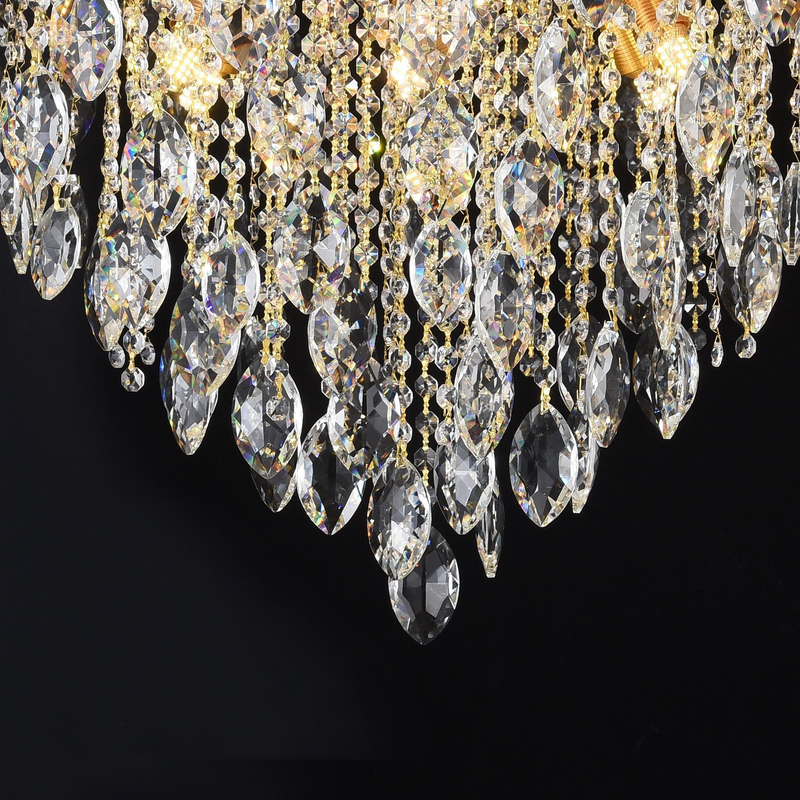 Candelabru Cristal CC9313/12FGD, 12x E14, Diametru 49cm, Auriu