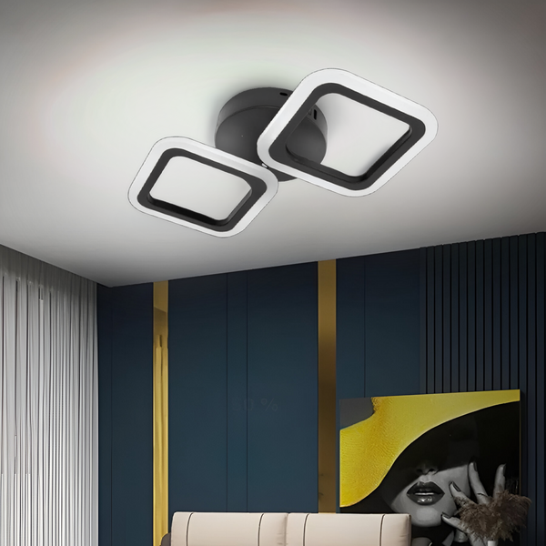 Lustra LED PULSARIS 22W, 2 Patrate, lumina Rece/Calda/Neutra, Negru