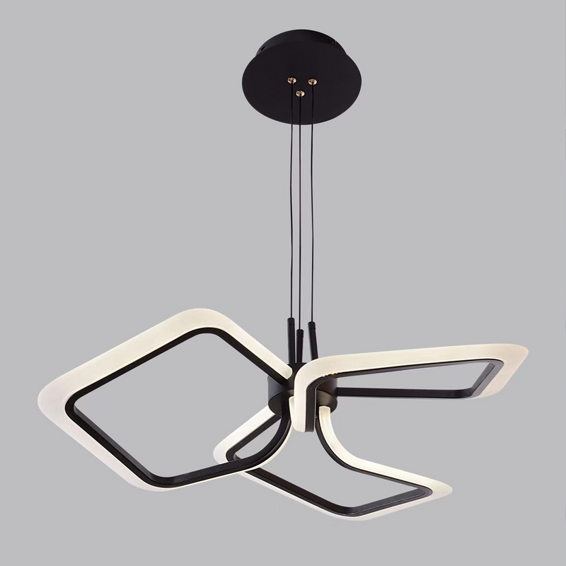 Lustra LED suspendata cu Telecomanda RIMINI 56W, 3 Patrate, lumina Rece/Calda/Neutra, Dimabila, Negru