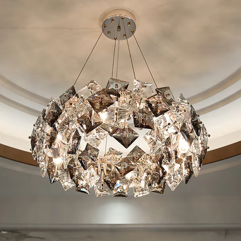 Candelabru 8*E14, Negru, Metal si Cristal 89005/600