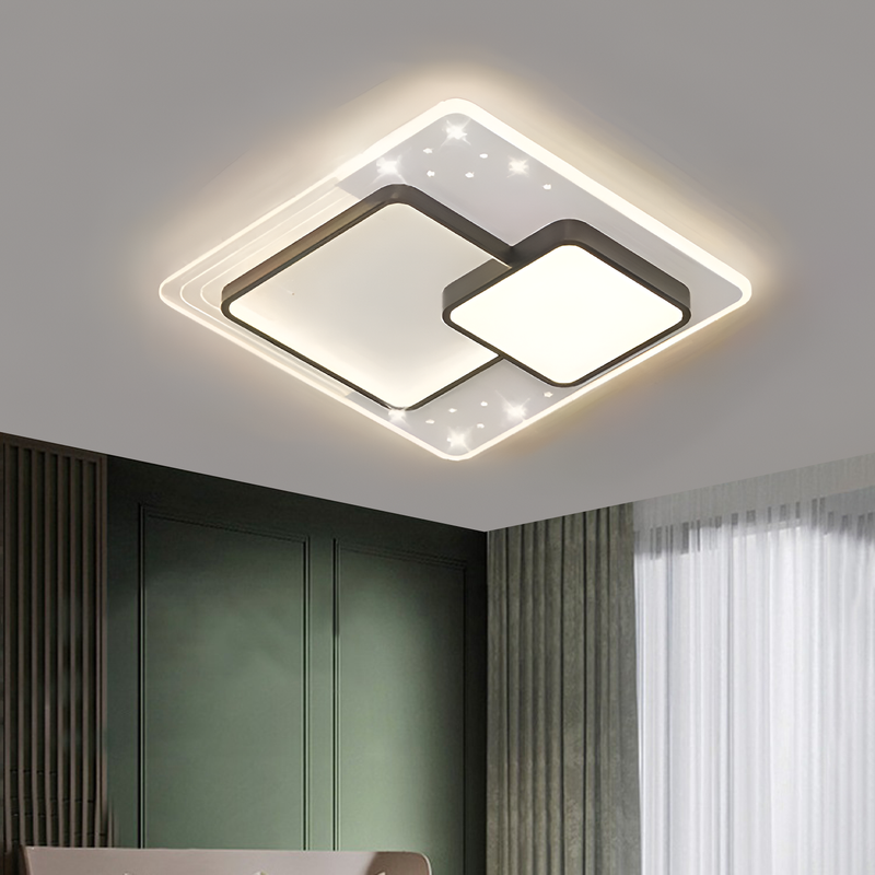 Lustra LED cu telecomanda SERPENTA 125W, Patrata, lumina Rece/Calda/Neutra, Dimabila, Negru