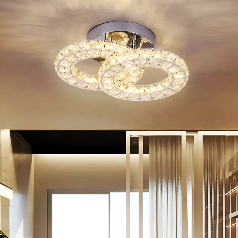 Lustra LED cu telecomanda ZABINA, 32W, 2 Cercuri, lumina Rece/Calda/Neutra, Dimabila, Argintiu