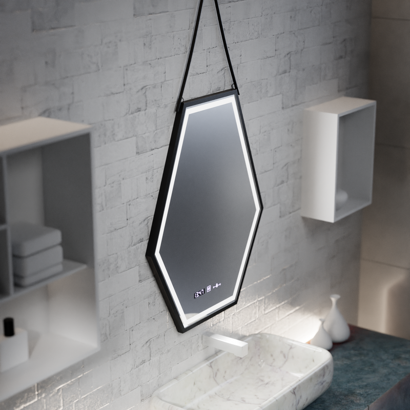 Oglinda LED Rectangulara, 55x70cm, Senzor MotionGlow Marcello, Sistem Dezaburire, Ceas & Termometru, Dimabila