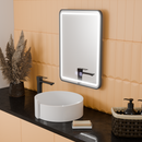 Oglinda LED Rectangulara, 50x70cm, EDGE Touch, Sistem Dezaburire, Rama Neagra