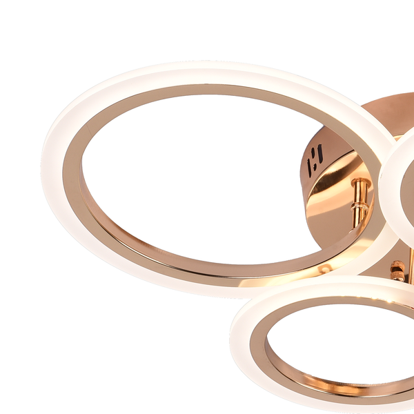 Lustra LED cu telecomanda  BETTY 44W, 4 Cercuri, lumina Rece/Calda/Neutra, Dimabila, Auriu Lucios