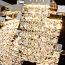 Lustra LED cu Telecomanda, LLC132/900X300GD, Cristal si Metal, 80W, 1 Cerc, Dimabila, Inaltime Reglabila, Lumina Rece/Calda/Neutra, Iluminat Luxos