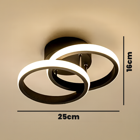 Lustra LED VERTEX CIRCULA 21W, 2 Cercuri, Rame Metalice, lumina Rece/Calda/Neutra, Negru