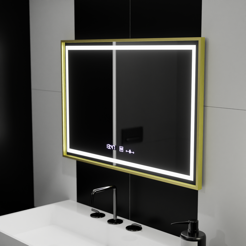 Oglinda LED Rectangulara 120x80cm Specchio MotionGlow Marcello Sistem Dezaburire Ceas & Termometru Dimabila