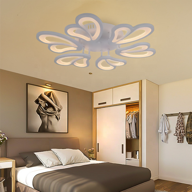 Lustra LED cu telecomanda BLOSSOM 72W, 6 Petale, lumina Rece/Calda/Neutra, Dimabila, Alb