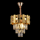 Candelabru Cristal BRAN Petito 3xE14, Diametru 30cm, Auriu Lucios, Inaltime Reglabila