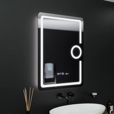 Oglinda LED Rectangulara, 60x80cm, Eclat MotionGlow Marcello, Ceas & Termometru, Sistem Dezaburire, Lupa Cosmetica, Dimabila Oglinzi Marcello Default Title Alessandro Design