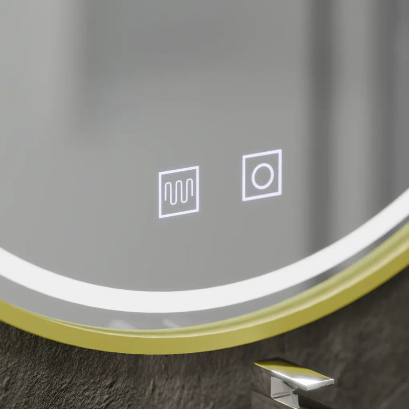 Oglinda LED Rotunda, 50cm, Glanz Touch, Sistem Dezaburire, Dimabila