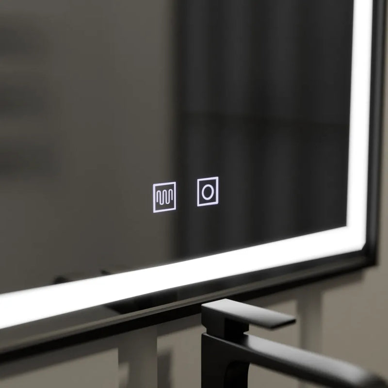 Oglinda LED Rectangulara 60x90cm Edge LUMINOUS Touch Sistem Dezaburire, Rama Neagra