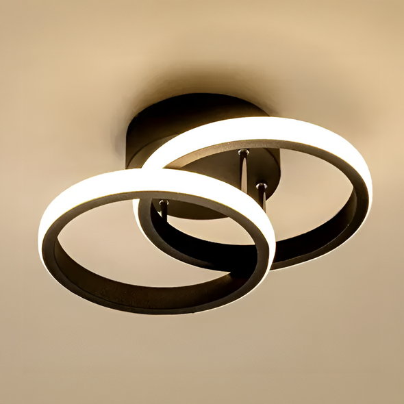 Lustra LED VERTEX CIRCULA 21W, 2 Cercuri, Rame Metalice, lumina Rece/Calda/Neutra, Negru