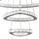 Lustra LED suspendata cu telecomanda si cristal PRISM LUMORA 63W, 3 Cercuri, lumina Rece/Calda/Neutra, Dimabila, Crom Lucios, Inaltime Reglabila