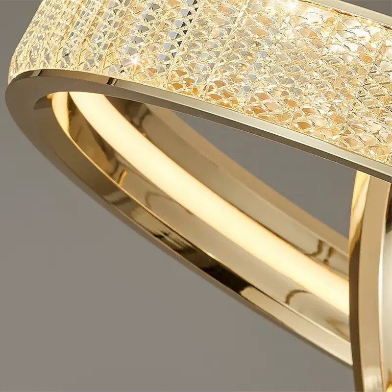 Candelabru Cristal, Kensington Magno, 112W, Auriu, 2 elemente, Inaltime reglabila, Lumina Calda/Rece/Neutra