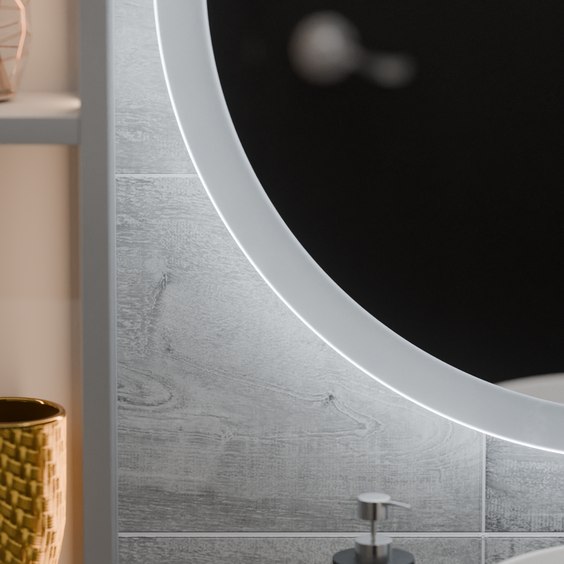 Oglinda LED Rotunda, 70cm, Noxia Touch, Sistem Dezaburire, Dimabila