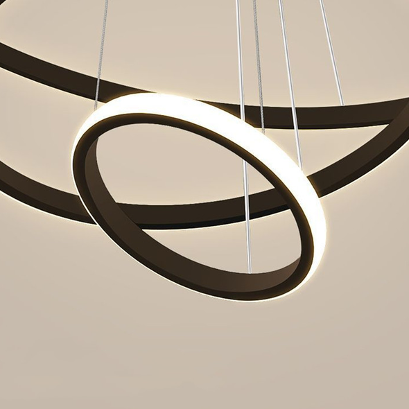 Lustra LED suspendata RICCI 25W, 2 Cercuri, lumina Rece/Calda/Neutra, Negru, Inaltime Reglabila