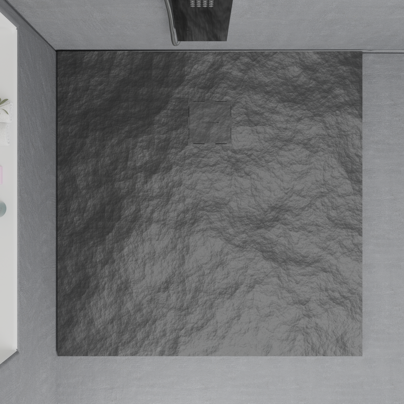 Cadita de dus patrata 90x90 cm, slim 3 cm, gri inchis