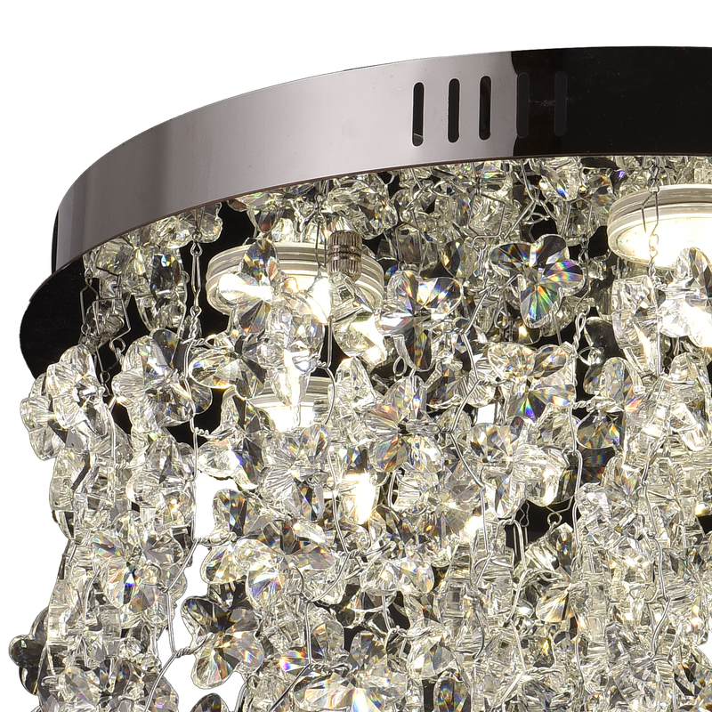 Candelabru LED Cristal LLC212/400BU Rotund, 22W, Lumina Rece/Calda/Neutra, Cristale, Crom Lucios