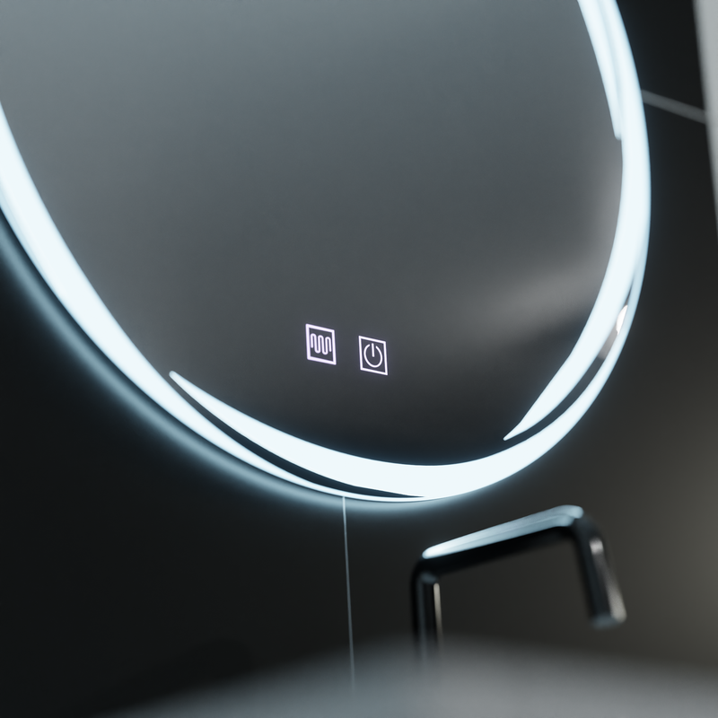 Oglinda LED Rotunda, 70cm, Zaffiro Touch, Sistem Dezaburire, Dimabila