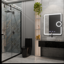 Oglinda LED Rectangulara, 75x90cm, Eclat MotionGlow Marcello, Sistem Dezaburire, Ceas & Termometru, Lupa Cosmetica, Dimabila