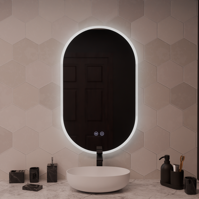 Oglinda LED Ovala 50x80cm Llexort, Touch, Sistem Dezaburire, Dimabila