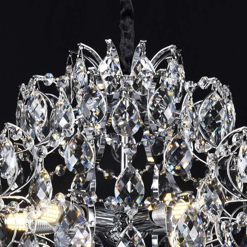 Candelabru Cristal CC9259/5CH, 5x E14, Diametru 40cm, Crom Lucios