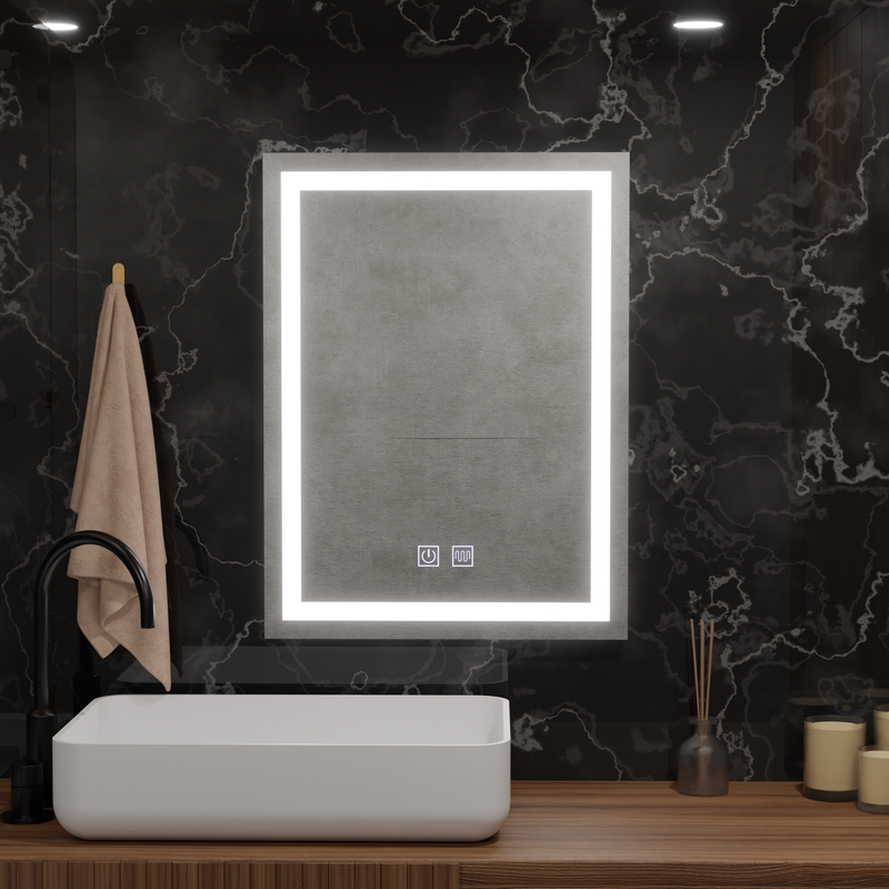 Oglinda LED Rectangulara, 50x70cm, Insideus Touch, Sistem Dezaburire, Dimabila