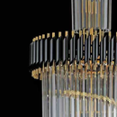 Candelabru Cristal CC900/600X1800, 27xE14, Diametru 60cm, Inaltime 180cm, Auriu Lucios si Negru, Inaltime Reglabila, Design Elegant