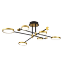 Lustra LED cu Telecomanda MARIA, 6 Elemente, 31W, Lumina Calda/Rece/Neutra 3000K/4000K/6000K, Dimabila, Auriu si Negru, Metal