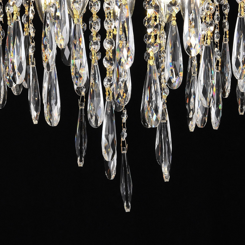 Candelabru Cristal CC8080/D500CH, 5x E14, Diametru 49cm, Crom