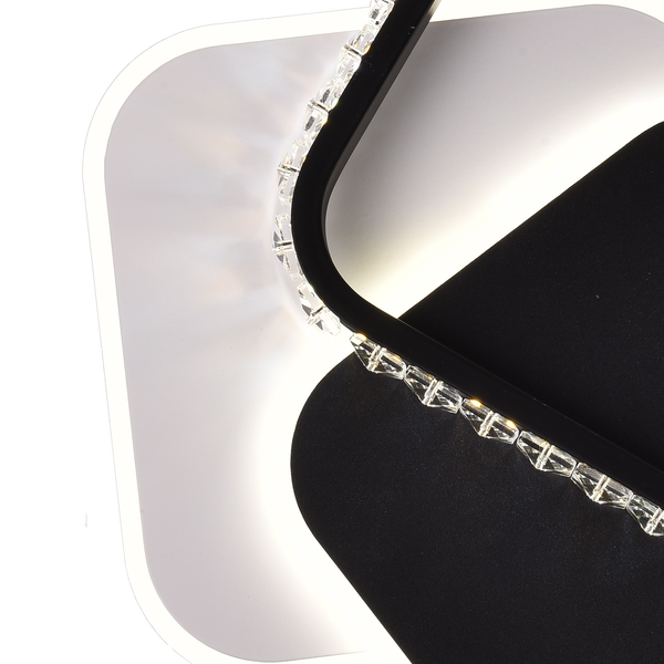 Lustra LED cu cristal  PRISMIQ 34W, 3 Patrate, lumina Rece/Calda/Neutra, Negru