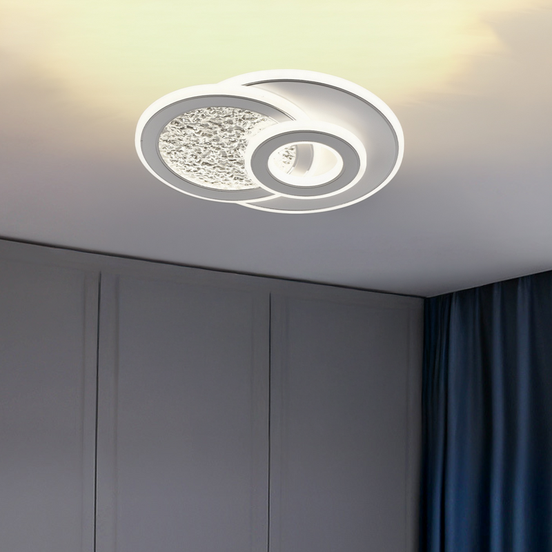 Lustra LED KOMPACTO 34W, 3 Cercuri, lumina Rece/Calda/Neutra, Alb