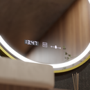 Oglinda LED Rotunda, 80cm, Celeste Royale Gold MotionGlow Marcello, Sistem Dezaburire, Ceas & Termometru, Dimabila