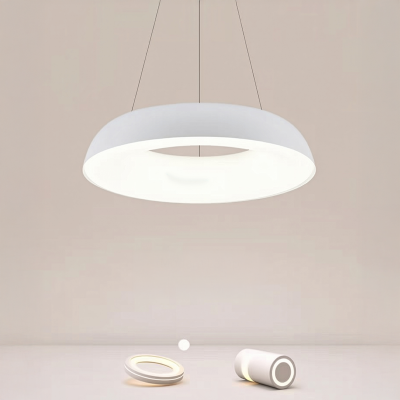 Lustra LED suspendata cu Telecomanda CHIARA, 74W, Lumina Rece/Calda/Neutra, Dimabila, Alb