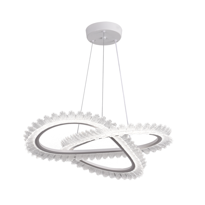 Lustra LED LT187WH, Cristal si Metal, 52W, Dimabila, Inaltime Reglabila, lumina Rece/Calda/Neutra, Iluminat Luxos