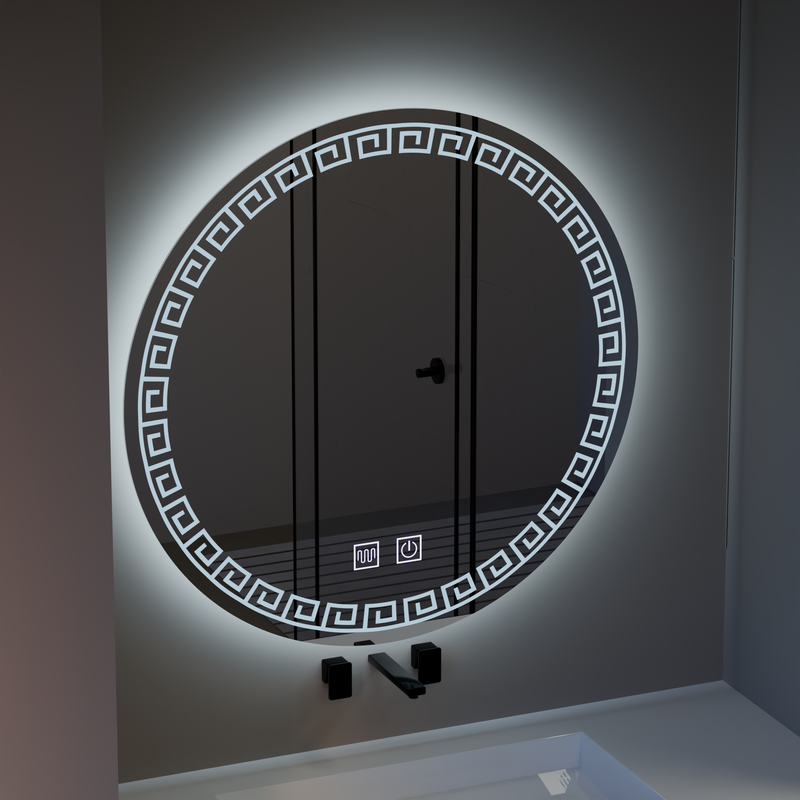 Oglinda LED Rotunda, 70cm, Orhina Touch, Sistem Dezaburire, Dimabila