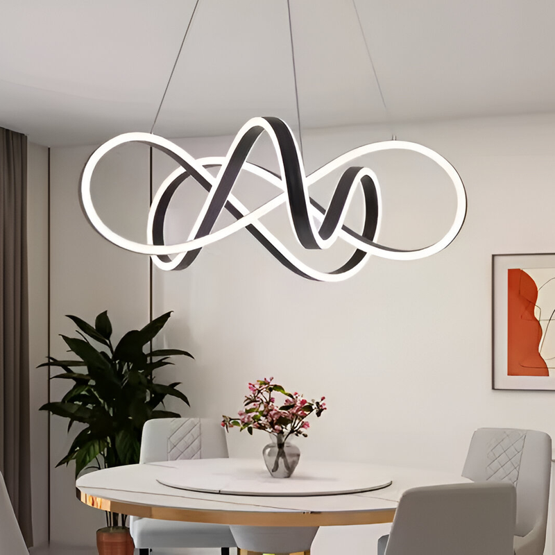 Lustra LED Suspendata cu Telecomanda INFINITY Halo, 138W, Inaltime Reglabila, Lumina Rece/Calda/Neutra, Dimabila, Negru