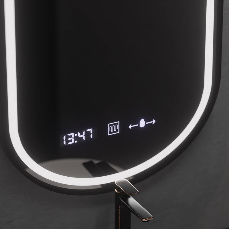 Oglinda LED Ovala, 50x80cm, Alessia MotionGlow Marcello, Sistem Dezaburire, Ceas & Termometru, Dimabila