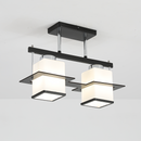 Lustra Clasica Aramis cu Lemn Abajur Patrat 2X E27 Gri Negru Lustre Clasice Default Title Alessandro Design
