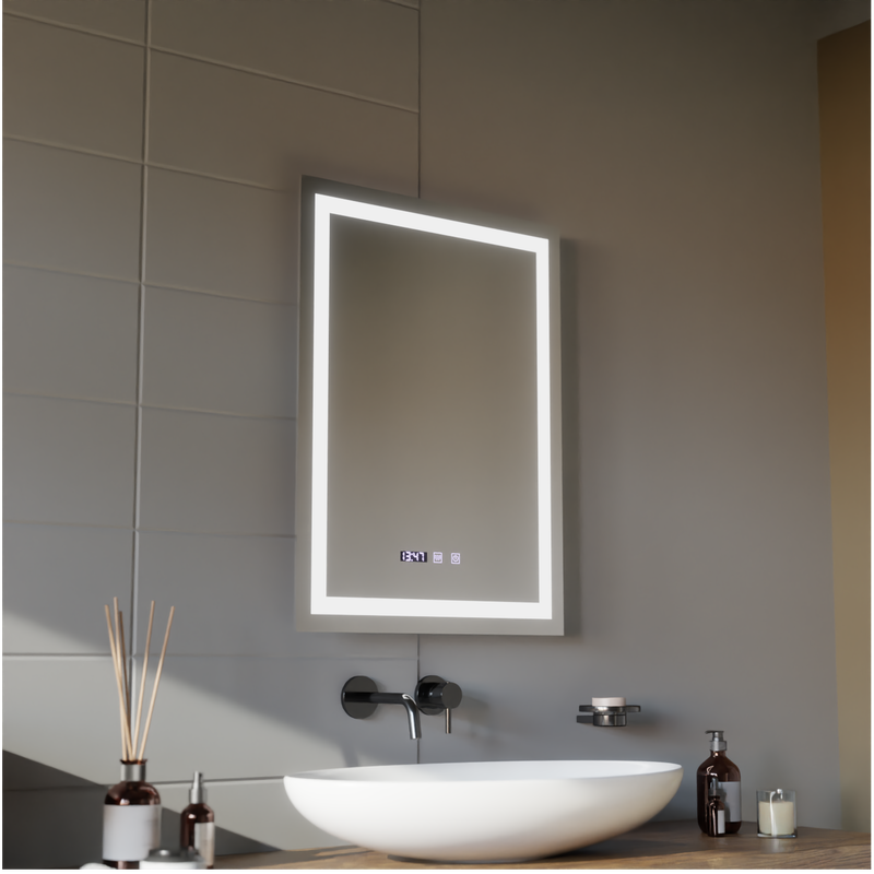 Oglinda LED Touch MODENA Sistem Dezaburire, Ceas si Temperatura 60x80 cm