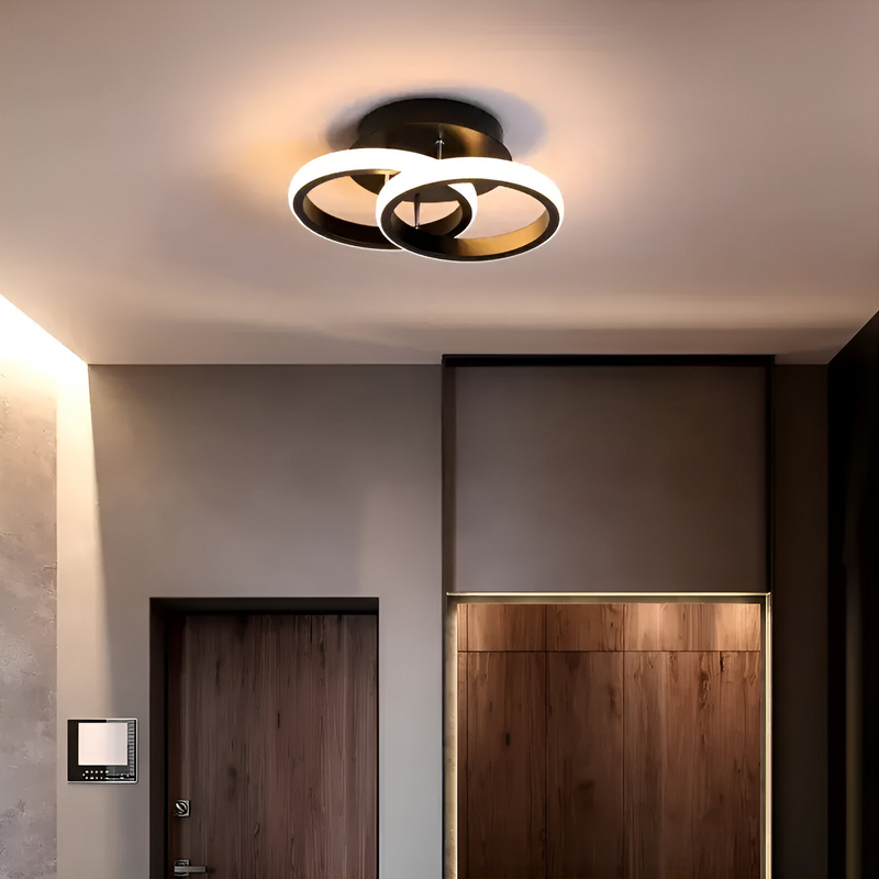 Lustra LED VERTEX CIRCULA 21W, 2 Cercuri, Rame Metalice, lumina Rece/Calda/Neutra, Negru