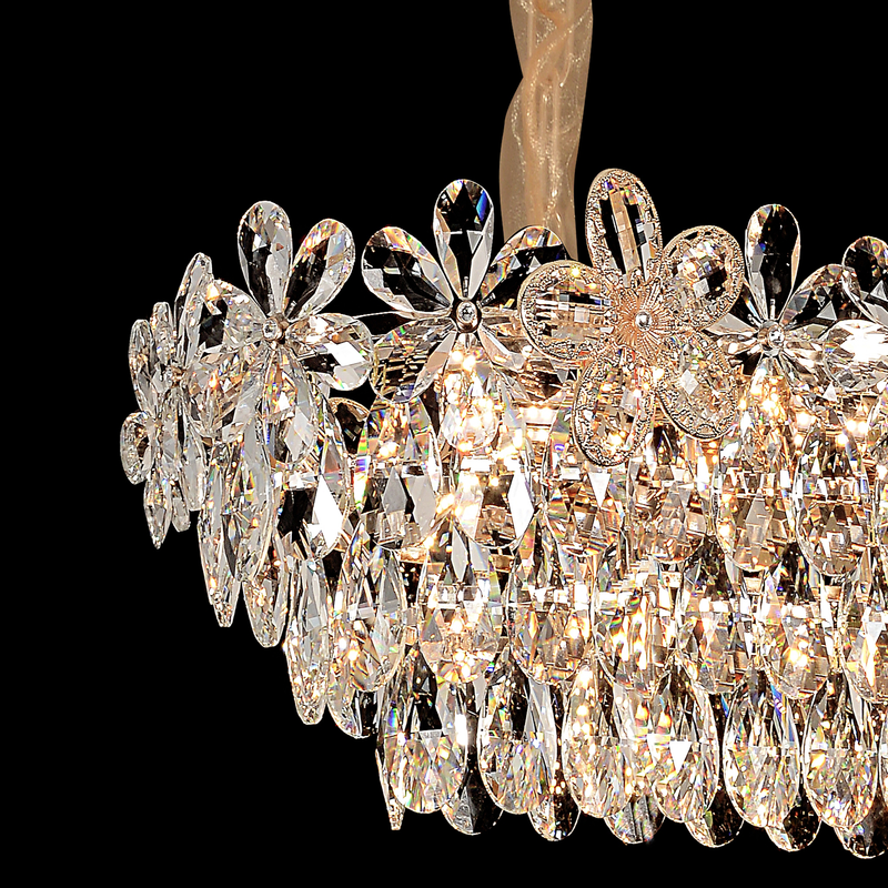 Candelabru Cristal Regalis 11x E14, Diametru 85cm, Auriu Lucios, Inaltime Reglabila