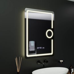 Oglinda LED Rectangulara, 60x80cm, Eclat MotionGlow Marcello, Ceas & Termometru, Sistem Dezaburire, Lupa Cosmetica, Dimabila Oglinzi Marcello Default Title Alessandro Design