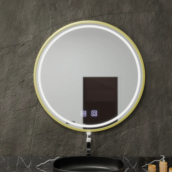 Oglinda LED Rotunda, 80cm, Glanz Touch, Sistem Dezaburire, Dimabila