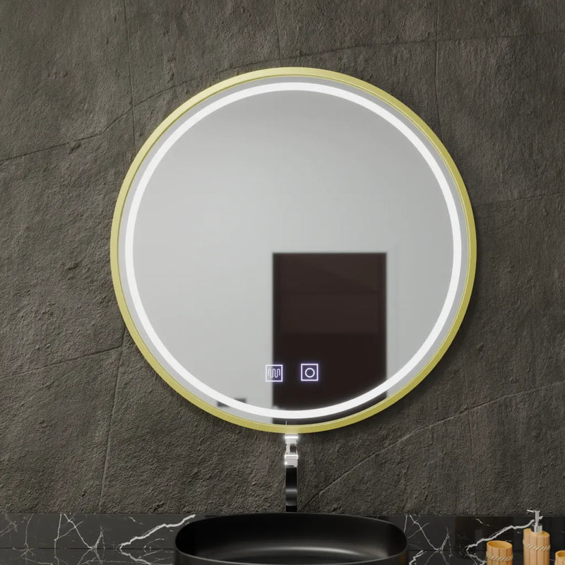 Oglinda LED Rotunda, 60cm, Glanz Touch, Sistem Dezaburire, Dimabila
