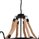Lustra Vintage cu Franghie LV591/9BK, 9xE27 Lemn Inchis